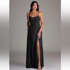 Azazie Black Floral Maxi Dress